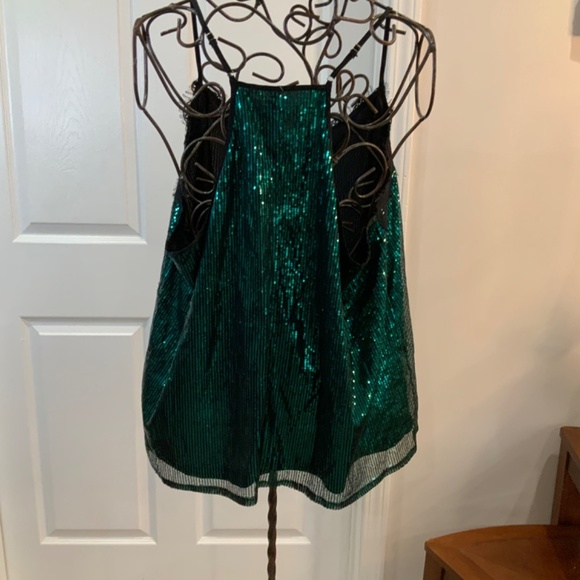 Sequin Green Spaghetti Strap Holiday Party Top Plus Size 3X NWT - Picture 4 of 5